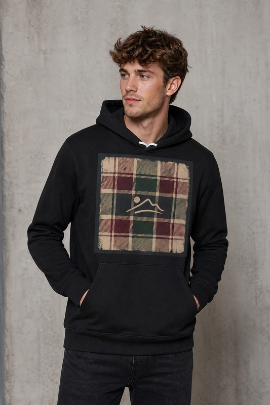 Grunge Plaid Patch Hoodie